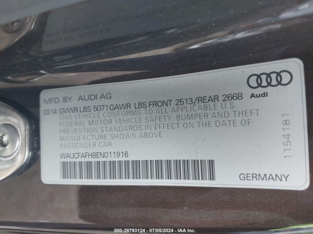 WAUCFAFH8EN011916 Audi A5 2.0t Premium