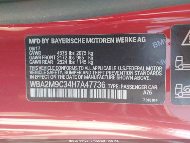BMW 230i Xdrive 2017 WBA2M9C34H7A47736 Image 9
