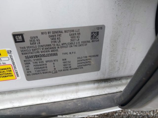 5GAKVBKD0GJ236966 Buick Enclave Leather