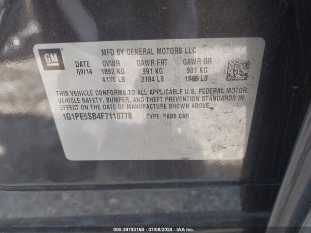 1G1PE5SB4F7110778 Chevrolet Cruze 2lt Auto