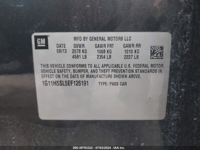 1G11H5SL5EF126191 Chevrolet Malibu 1lz