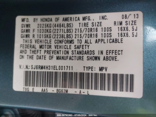 5J6RM4H31EL001711 Honda CR-V LX