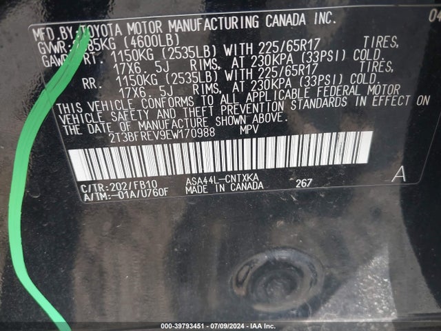 Toyota RAV4 LE 2014 2T3BFREV9EW170988 Image 9