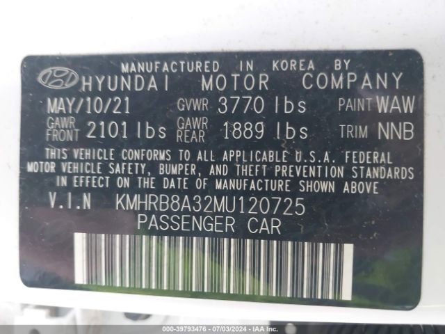 KMHRB8A32MU120725 Hyundai Venue Se