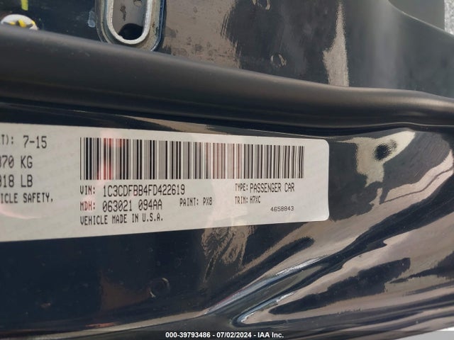 Dodge DART SXT 2015 1C3CDFBB4FD422619 Image 9