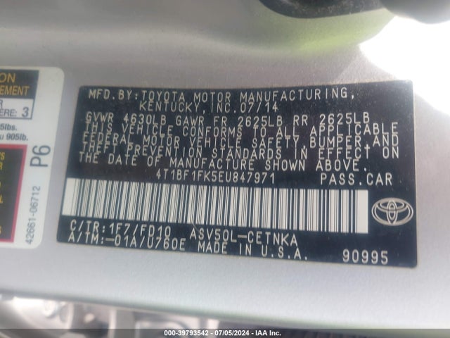 Toyota CAMRY LE 2014 4T1BF1FK5EU847971 Image 9