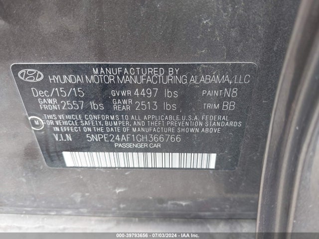 Hyundai SONATA SE 2016 5NPE24AF1GH366766 Image 9