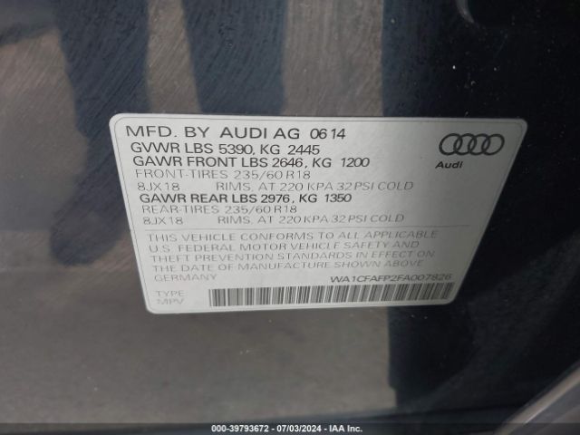 WA1CFAFP2FA007826 Audi Q5 2.0t Premium