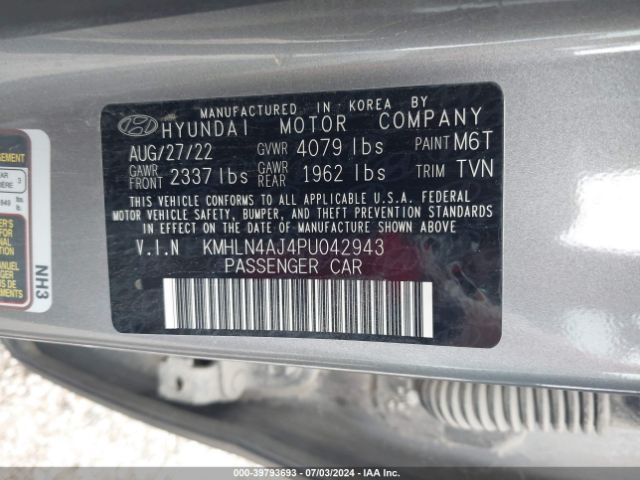 KMHLN4AJ4PU042943 Hyundai Elantra Hybrid Limited