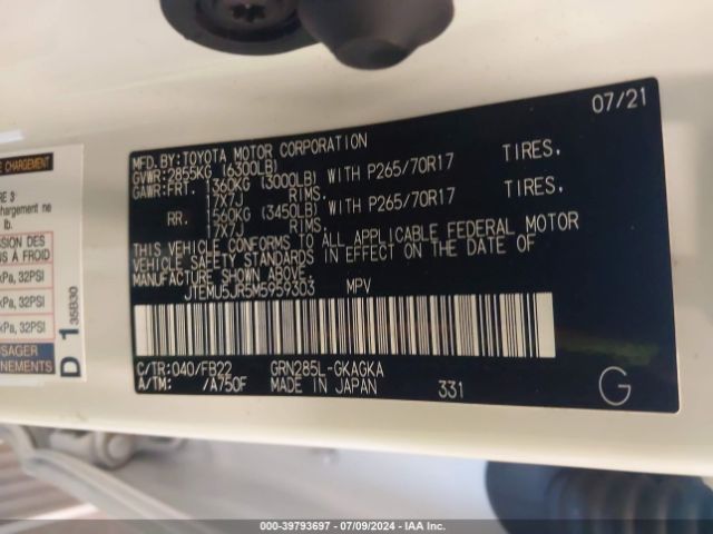 JTEMU5JR5M5959303 Toyota 4RUNNER SR5
