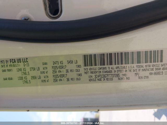 3C4PDCBG7FT737285 Dodge Journey Sxt