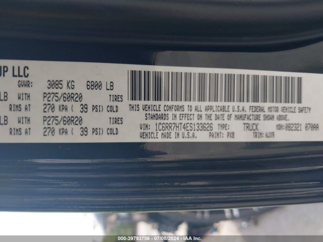 1C6RR7HT4ES133626 RAM 1500 Sport