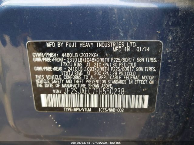 JF2SJAEC7EH550238 Subaru Forester 2.5i Premium