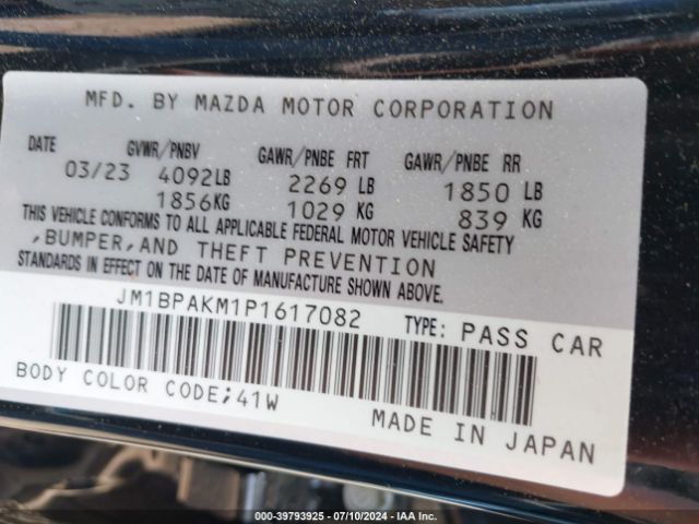 JM1BPAKM1P1617082 Mazda Mazda3 2.5 S Select