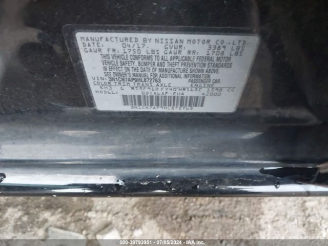 3N1CN7AP9HL872763 Nissan Versa 1.6 S