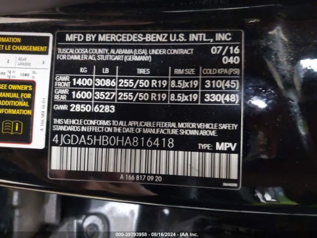4JGDA5HB0HA816418 Mercedes-Benz Gle 350 4matic