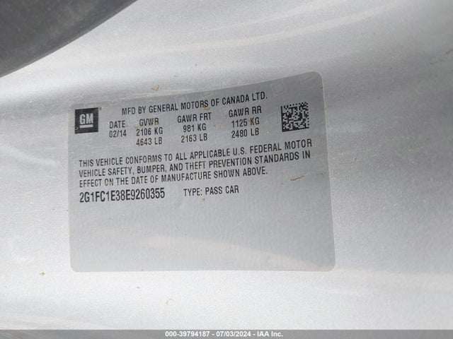 Chevrolet Camaro 2lt 2014 2G1FC1E38E9260355 Image 9