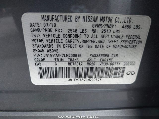 JN1EV7AP7LM200675 Infiniti Q50 SPORT