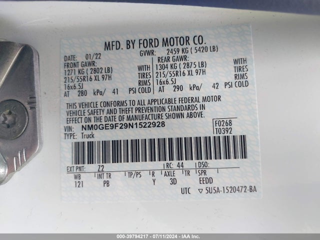 Ford Transit Connect Xlt Passenger 2022 NM0GE9F29N1522928 Image 9