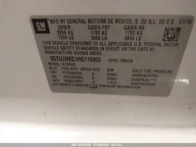 3GTU2NEC1HG115953 GMC Sierra 1500 Slt