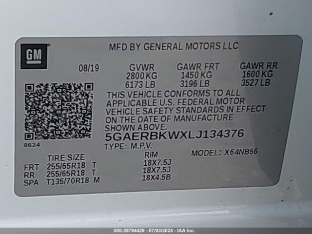 5GAERBKWXLJ134376 Buick Enclave Fwd Essence