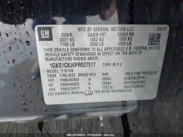 1GKS1CKJ6FR627517 GMC YUKON DENALI