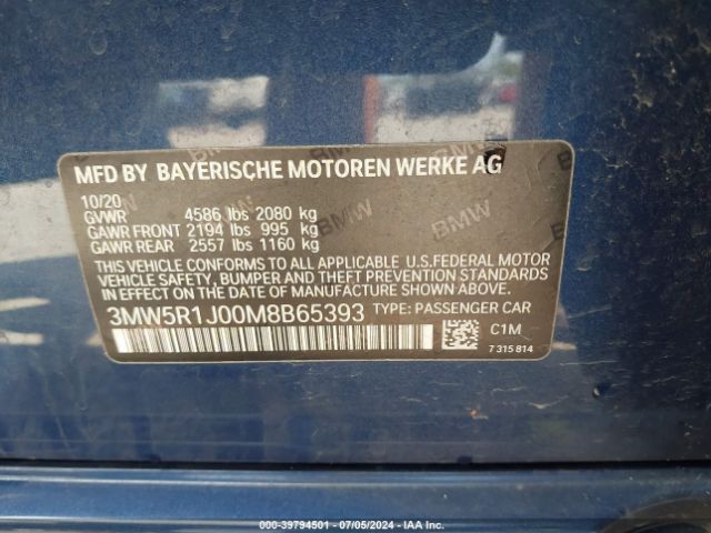 3MW5R1J00M8B65393 BMW 330I