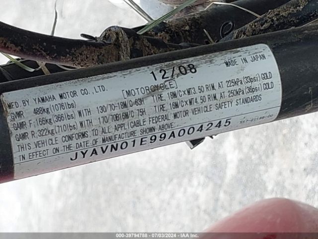 2009 YAMAHA XVS950 JYAVN01E99A004245 Photo 9