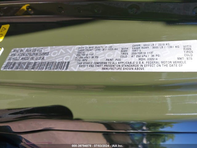 1C4HJXEG3NW153958 Jeep Wrangler Unlimited Sahara Altitude 4x4