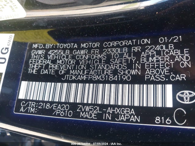 Toyota Prius Prime Limited 2021 JTDKAMFP8M3184190 Image 9
