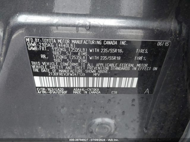 2T3DFREV3FW347139 Toyota Rav4 Limited