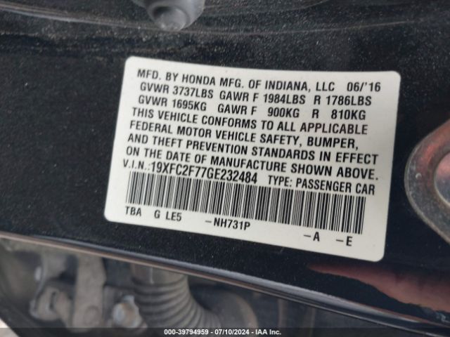 19XFC2F77GE232484 Honda CIVIC EX