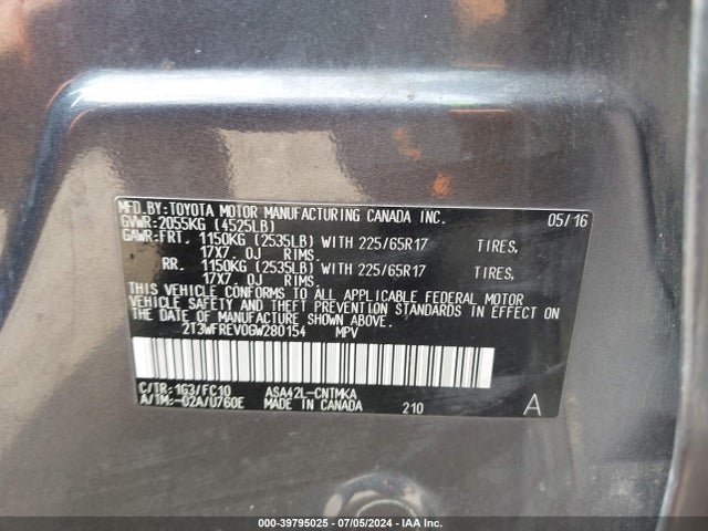 Toyota Rav4 Xle 2016 2T3WFREV0GW280154 Image 9