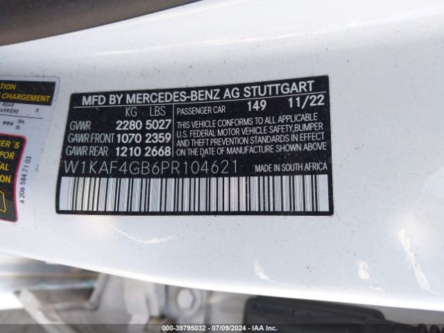 W1KAF4GB6PR104621 Mercedes-Benz C 300 Sedan