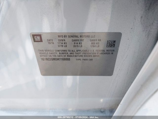 1G1BC5SM3H7168093 Chevrolet Cruze Ls Auto