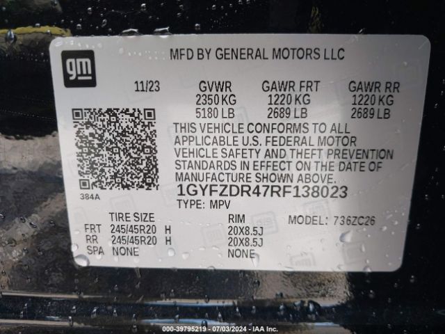 1GYFZDR47RF138023 Cadillac Xt4 Awd Premium Luxury