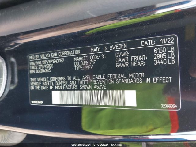 YV4L12PV4P1943162 Volvo Xc90 B5 Core