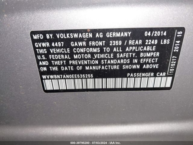 WVWBN7AN0EE535255 Volkswagen Cc 2.0t Sport