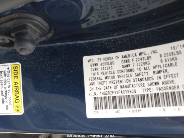 1HGCR2F32FA039838 Honda ACCORD LX