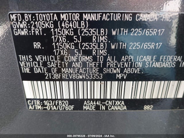 Toyota RAV4 LE 2016 2T3BFREV8GW453353 Image 9