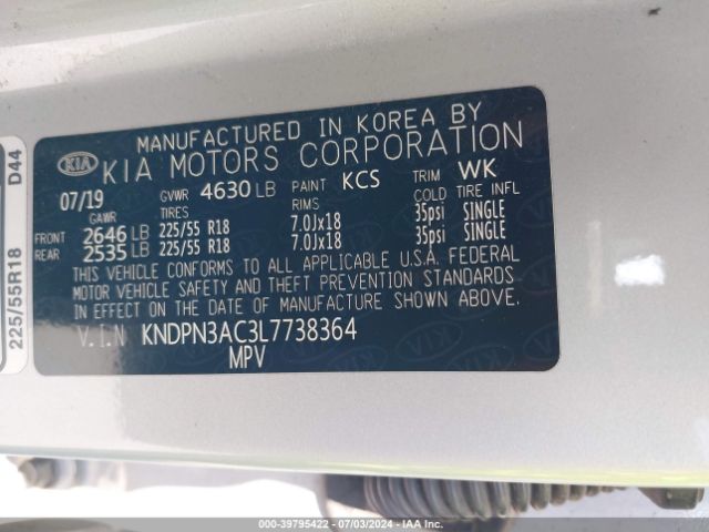 KNDPN3AC3L7738364 KIA Sportage Ex