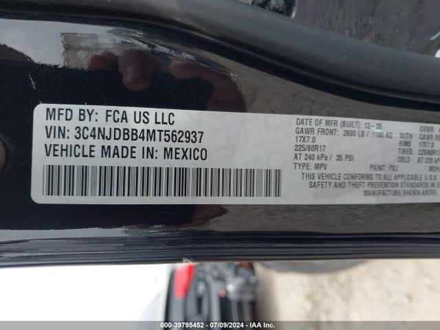 3C4NJDBB4MT562937 Jeep Compass Latitude 4x4