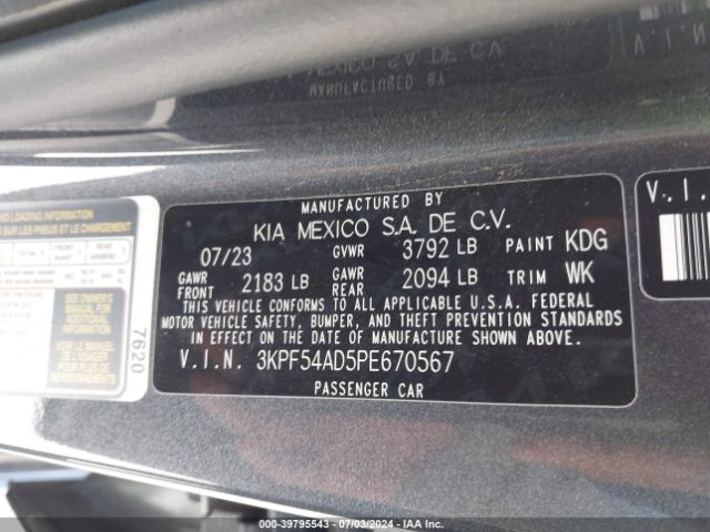 3KPF54AD5PE670567 KIA Forte Gt-line