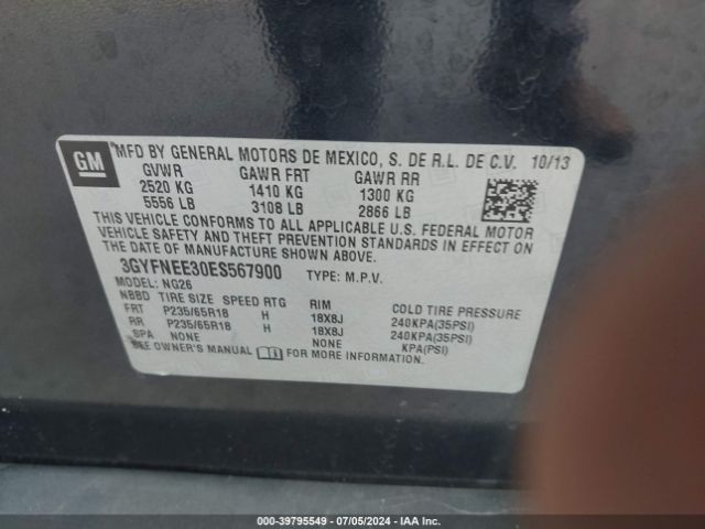 3GYFNEE30ES567900 Cadillac Srx Luxury Collection