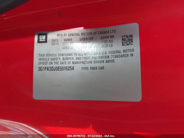 2G1FK3DJ0E9316254 Chevrolet CAMARO 2SS