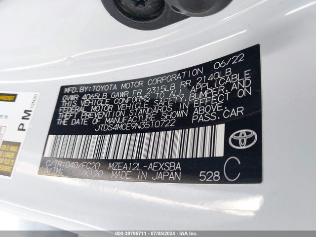 Toyota COROLLA SE 2022 JTDS4MCE9N3510722 Image 9
