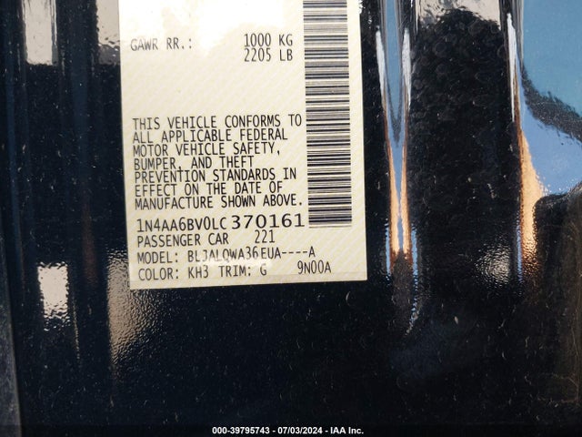 Nissan Maxima S Xtronic Cvt 2020 1N4AA6BV0LC370161 Image 9