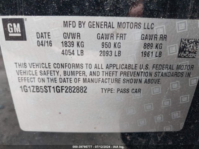 1G1ZB5ST1GF282882 Chevrolet MALIBU LS