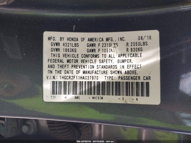 1HGCR2F11HA037970 Honda k24w1