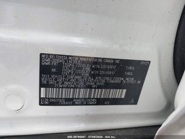 Toyota Rav4 Xle 2021 2T3W1RFV2MC116351 Image 9